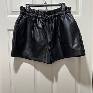 Faux Leather Paper Bag Shorts